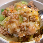 アジトイズム - 〆のリゾット with ピリ辛挽き肉とキャベツのせ ajitoのつけ麺