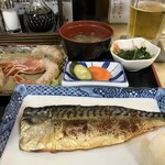 港亭 - 以前に食べた塩さば焼きと赤海老刺身定食