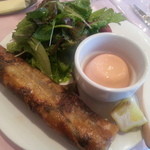 ル ビストロ - （ランチ）前菜　秋刀魚のパートブリック包み、トマトのババロア