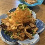 土鍋炊きごはん あさひ - おつまみ前菜 鶏皮おろしポン酢