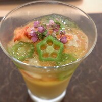 光円 - とうもろこしムース、花咲蟹、トマトエキス
