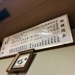 すき焼き キムラ - 壁にかかってるメニュー。「肉お替」欲しかったけど、、無理。。なるほどここで儲けるビジネスモデルか