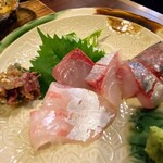 谷町 わらかし - 平鯵　勘八　鯛　鰤なめろう