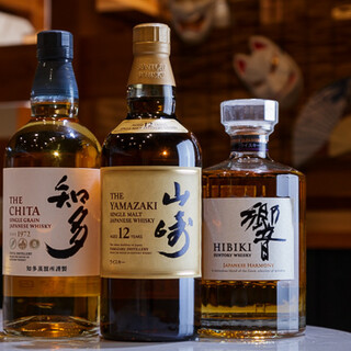 有名銘柄が揃う日本酒や多彩なジャパニーズウイスキーもご用意