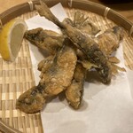のみくいところ 尚 - アジの唐揚げ。頭から丸ごとたべられます。