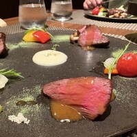 ルサンク  - ◉ お肉料理
                    松阪牛ロースト
                    　小松菜のパウダー、塩、山葵