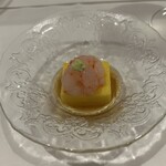 318066466 - 玉蜀黍豆腐の上には縞海老　縞海老はトロッとしてました^ ^