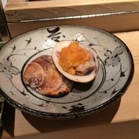 松栄 恵比寿本店 - ハマグリと雲丹の焼き物