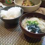 佳肴ながつき - 2014.10. チビ用にご飯セット　ご飯とミニにゅう麺