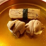 峯寿司 - 追加のウニ②、玉子