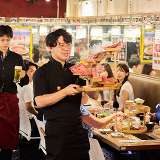 俺の焼肉銀座9丁目名物！【松阪＆神戸牛の豪華12段盛り】！