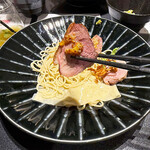 Japanese Soba Noodles 蔦 - 「オレンジマスタードソース」で鴨チャーシューをいただきます