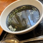 江戸堀 木田 讃岐うどん - 食後に出汁スープが提供されます。