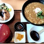 天風 - カレー蕎麦定食 ハムカツ不味過ぎる