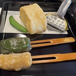 梅の花 - 湯葉揚げ　生麩田楽