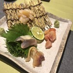 鮨 そば 京 - 貝のお刺身（食べかけになってしまった）