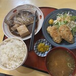 多満利屋 きらく - 鯛カブト煮とまぐろカツ定食