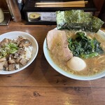 元喜家 - らーめん(並) 850円 ＆ チャーシューめし 380円