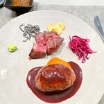 ahill - フォアグラ入りハンバーグとステーキ盛り合わせ