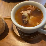 ドイツ国家認定食肉加工マイスターの店 AkitaHam. - 具だくさんのスープは  ハムで
            良いお出汁が出てます☆
            も少し大きめのスープカップに
            入ってたらなぁ♡（´μ`）.｡oO