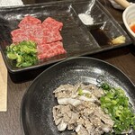 くわはた - 肉刺し　せんまい刺し　食べかけ