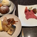 Café & Buffet UmiShima Dining - 主人もローストビーフ追加で温野菜(インカのめざめ　ズッキーニ　グリルトマト)