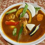 小林カレー - チキンカレー(手羽元1本) 800円
トッピング野菜 200円