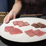 #ヒロキヤ六本木 - 厳選和牛-盛り合わせ-（タン、ハツ、本日の赤身2種）