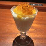 京都 和牛料理 一石三鳥 - ピーチ烏龍茶とマンゴーのかき氷