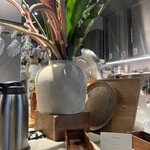 HOPPERS - 店内に飾ってあるお花。オクラ以外全く知らない種類ばかり。オクラって観賞用もあるんですね…