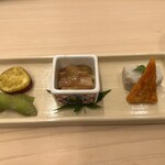 味ひろ - 芋 枝豆 鯛の昆布締めこのわた和え 蛸の子 ばちこ