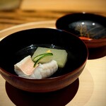 温石 - 花鯛と冬瓜に辛子 あしらい柚子。美！。