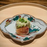 温石 - 焼き茄子にずんだ餡 と 無花果。ずっと食べたかった無花果に出逢って既にうれし泣きしそう。しかも色彩の美しさと言ったら！♡♡♡