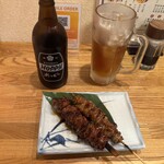 鳥益 - レバ。皮　たれ