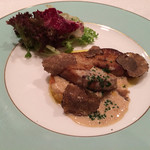 北島亭 - フォアグラのポワレ　とうもろこしのガレット　トリュフ添え