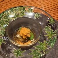 他力野割烹 - 胡麻豆腐、うに