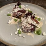 ビストロ ツノリ - マグロの燻製と桃のコンポート西洋ワサビのマヨネーズ