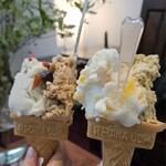 Studioすてら - ジェラート クワトロフォルマッジ&オリエンタルドライフルーツ、マンゴー&ピスタチオ(マンゴー朧気です…)