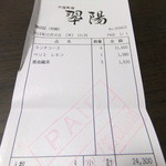 翆陽 - レシート