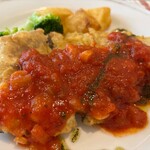 桃花水 - ★本日のランチ（豚ロースのスパイスフリールトマトソース・1100円税込）デザート（レディースDAYサービス）★