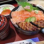 五郎鮨 - ランチ「サーモン穴子丼 1,000円」