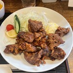 レバニラ定食 kei楽 - 山形庄内産豚レバー唐揚定食