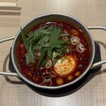 モツの朝立ち - モツの煮込玉子入り