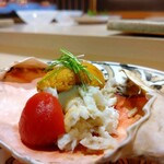 札幌 鮨 銀座 一 - ズワイガニと雲丹♩