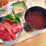 和旬菜と地酒　よし都みやこの　離れ - ミニ鉄火丼＋あおさ汁