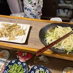 じんぱち - 小魚天ぷら、じゃがいも千切り