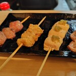 焼鳥　烈火 - 焼鳥　砂ずり・皮・ささみ（ゆずこしょう）・ハツ