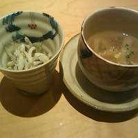 銀座ささ花 - 先付（白魚の稚魚、ねいもの葛按かけ）
