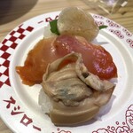 スシロー - 貝３貫盛り　たいらぎ、特大赤貝、にはまぐり