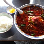 激辛満州ニララーメン（中），ごはん（小）